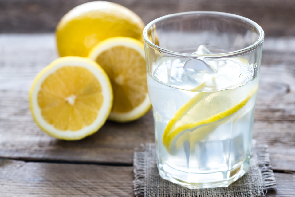 Glass of Water with Fresh Lemon Slices